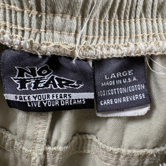 NO FEAR Khaki Shorts Men L Sun Faded Bleached Distressed X Game Made in USA Surf - Picture 5 of 14